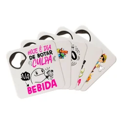 Porta Copo com Abridor Embutido - Frases de Bebida e Cachaceiro| Áurea Brindes