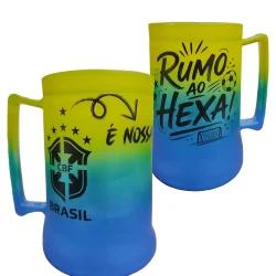 Caneca Gel Chopp Brasil Hexa 500ml Copa 2026 | Áurea Brindes