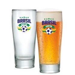Atacado Copos Vidro Brasil Campeão 320ml Fundo Grosso | Áurea Brindes