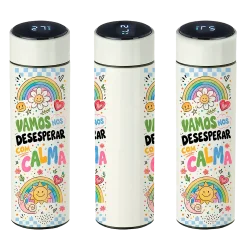 Garrafa Térmica Inox LED Frases Engraçadas - Desesperar com calma