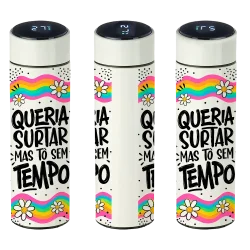 Garrafa Térmica Inox LED Frases Engraçadas - Queria surtar