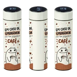 Garrafa Térmica Inox LED Frases Engraçadas - Tipo sanguíneo