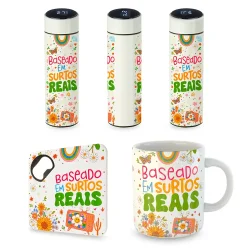 Kit Sincerão: Caneca, Garrafa e Porta-Copos - Baseado em surtos reais