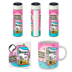Kit Sincerão: Caneca, Garrafa e Porta-Copos - Buscopaz