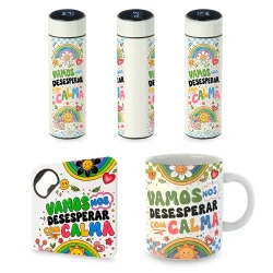 Kit Sincerão: Caneca, Garrafa e Porta-Copos - Desesperar com calma
