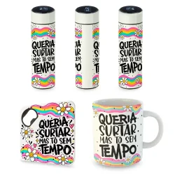 Kit Sincerão: Caneca, Garrafa e Porta-Copos - Queria surtar